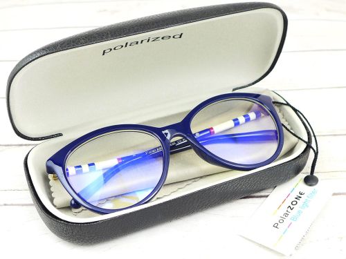 okulary do monitora dla kobiety Polarzone 743 kn niebieskie w czarnym etui