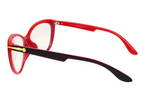 Okulary do komputera polarzone 560kr kocie oczy, czarno czerwona oprawa bok zausznik