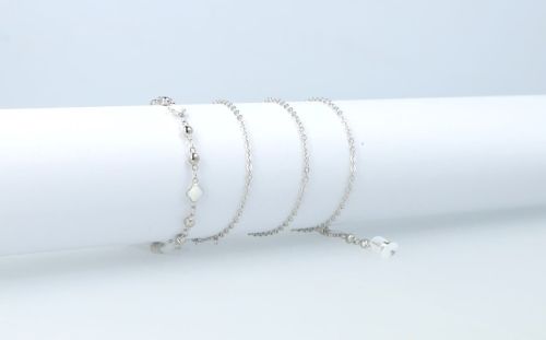 Łańcuszek do okularów srebrno biały