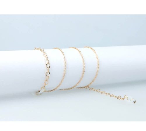 Łańcuszek do okularów złoty serduszka