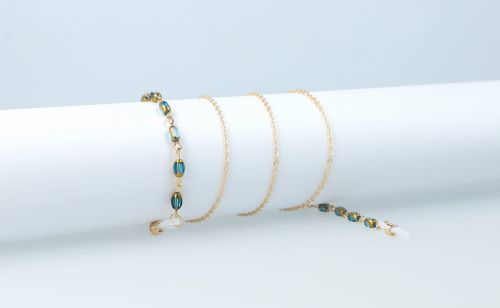 Łańcuszek do okularów złoto niebieski