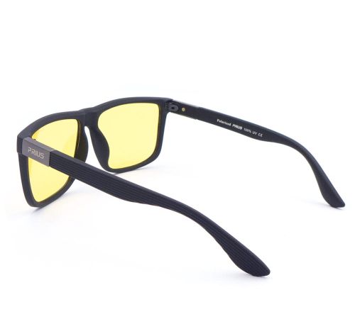 Żółte okulary dla kierowców bokiem, zausznik