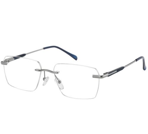 Sunoptic Bezramkowe oprawki do okularów srebrno-granatowe patentki unisex prostokątne