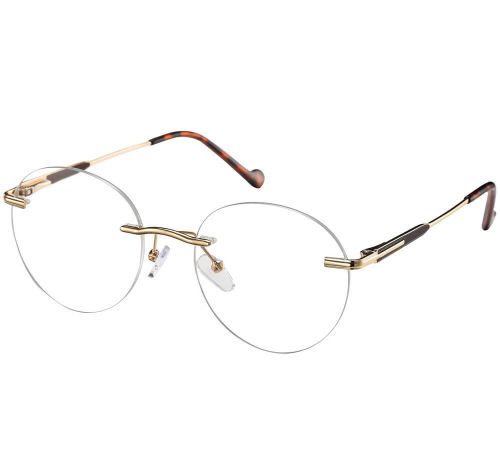 Sunoptic Bezramkowe oprawki do okularów złoto-brązowe patentki unisex okrągłe retro