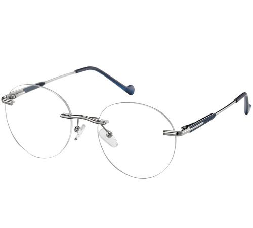 Sunoptic Bezramkowe oprawki do okularów srebrno-granatowe, patentki unisex retro