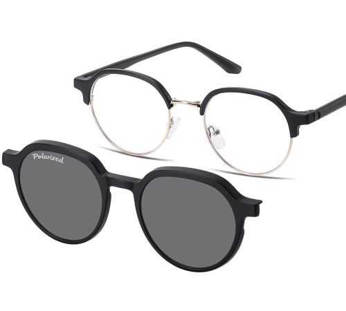 Sunoptic – oprawki korekcyjne unisex czarne matowe z nakładką clip-on polaryzacyjną