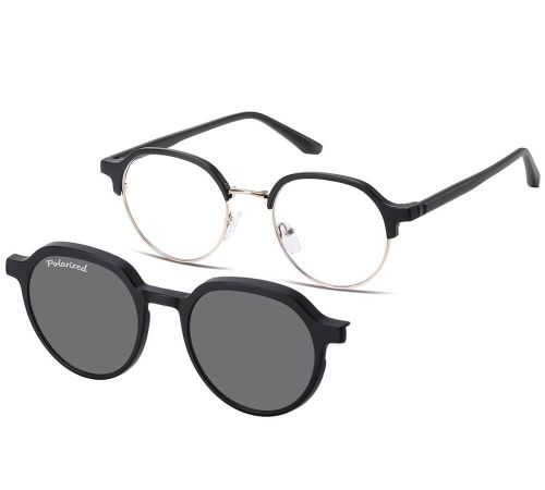 Sunoptic MC94A okulary korekcyjne czarne matowe z nakładką clip-on widok z przodu