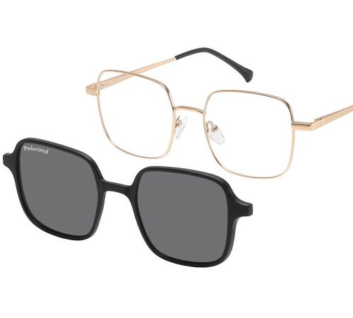 Damskie złote oprawki korekcyjne Sunoptic MC98 z nakładką przeciwsłoneczną.