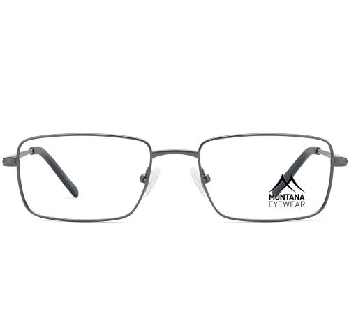 MM575C Montana – stalowa ramka gunmetal, zbliżenie regulowanych nosków i mostka 19 mm